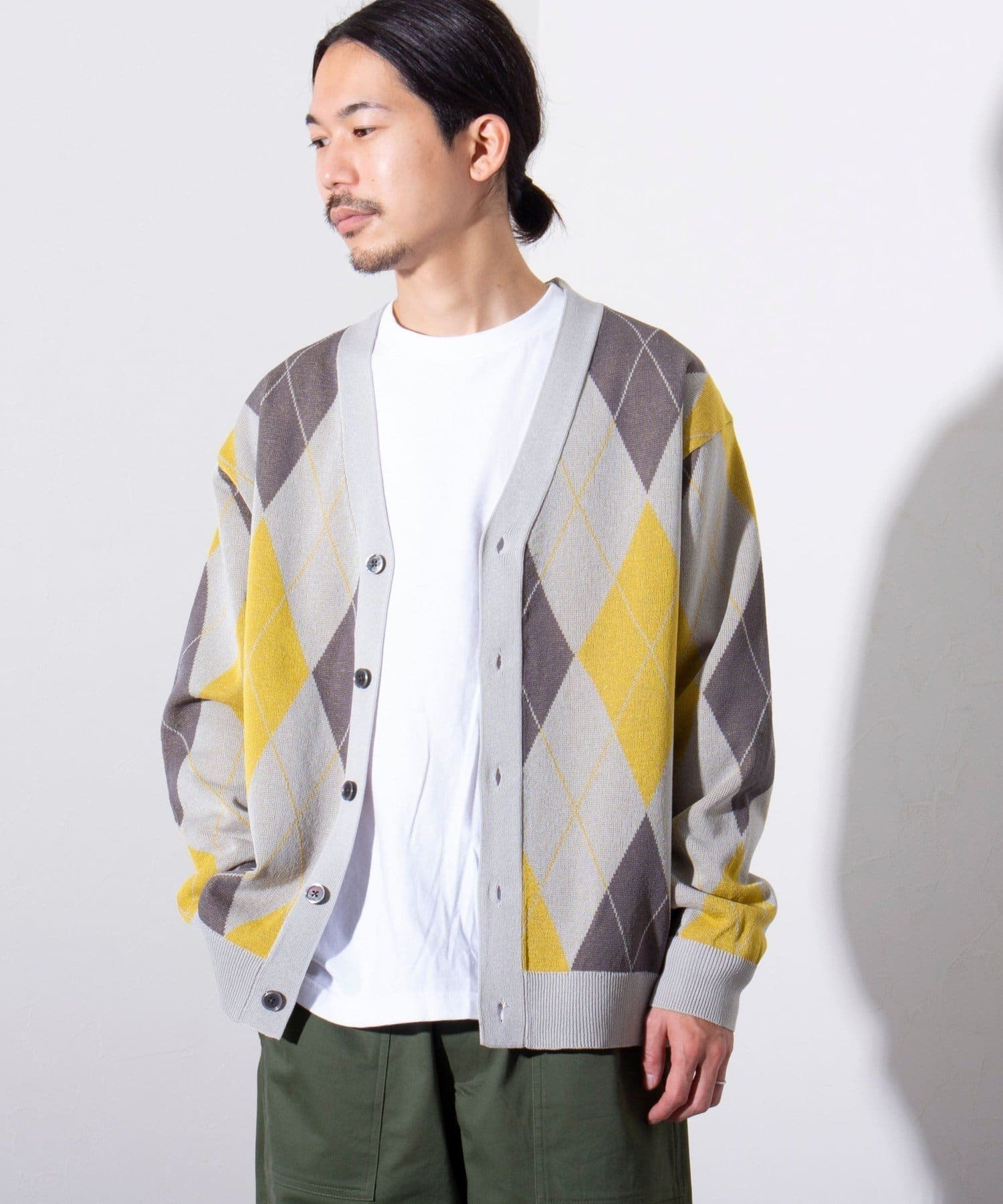 GLOSTER ハイツイスト アーガイル Vネックカーディガン