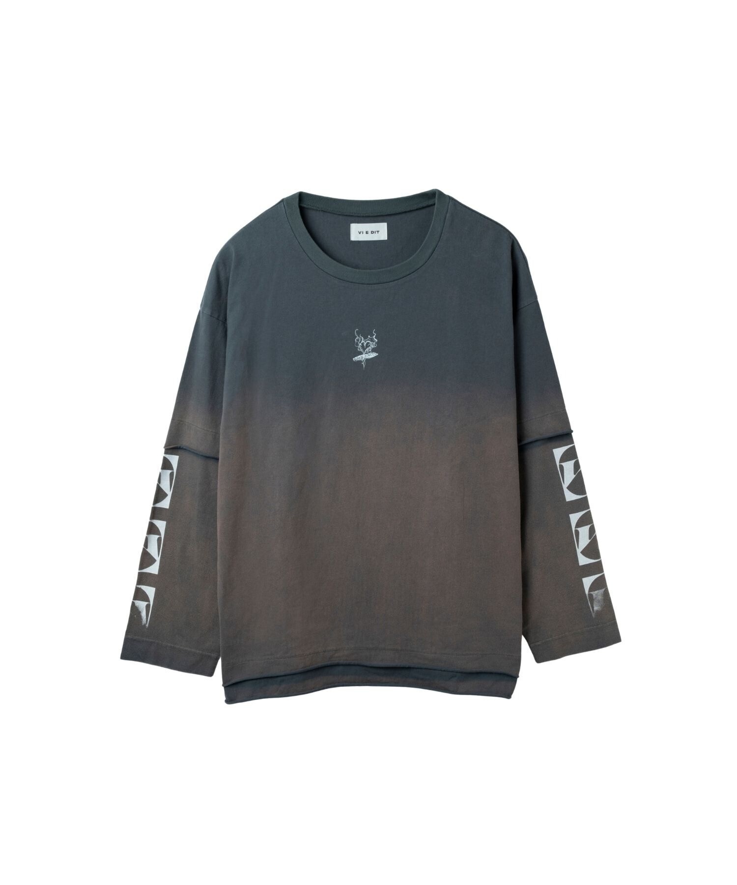 VI E DIT Gradient Bleach Melt Logo Long Sleeve T-shirt