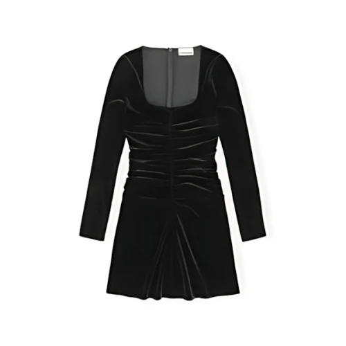 GANNI BLACK VELVET JERSEY MINI DRESS
