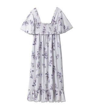 gelato pique BIG ROSE シャーリングロングドレス