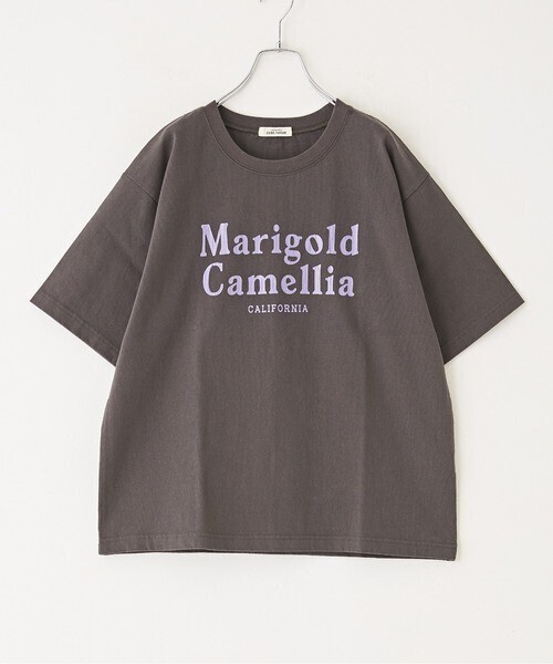 CUBE SUGAR OE天竺カットソーロゴプリントTシャツ
