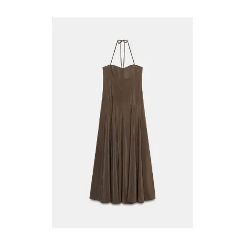 ZARA ボリュームホルターネックミディワンピース