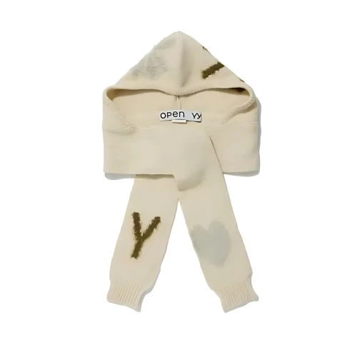 OPEN YY SHAGGY JACQUARD HOODED SCARF