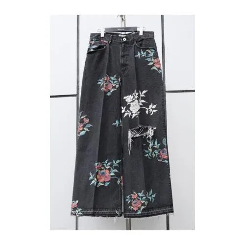 BED J.W. FORD Flower Pattern Denim Wide Pants
