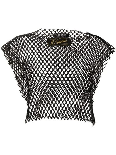 RAF SIMONS Mesh Cropped Sleeveless Top In Black