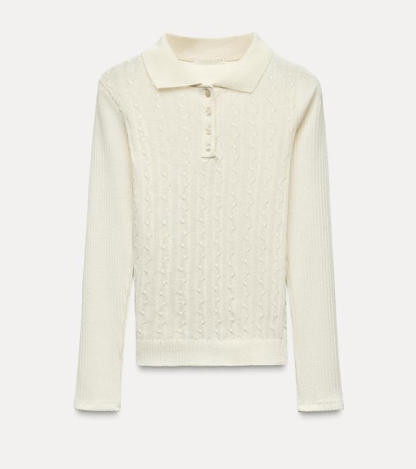 ZARA ケーブルニットポロシャツトップス