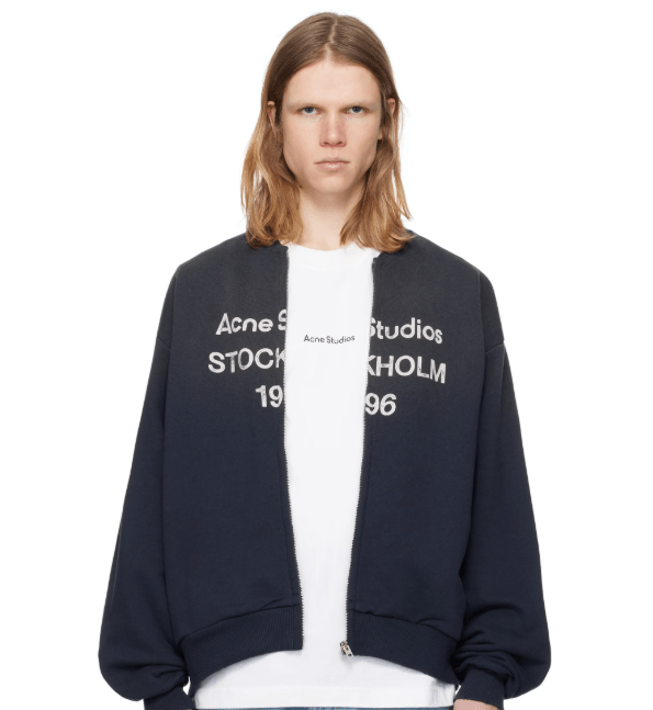 Acne Studios ブラック ロゴ ジップセーター