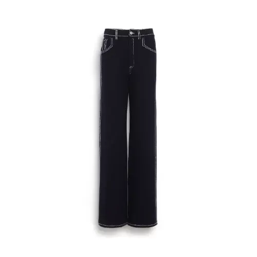 BARRIE Denim cashmere and cotton trousers