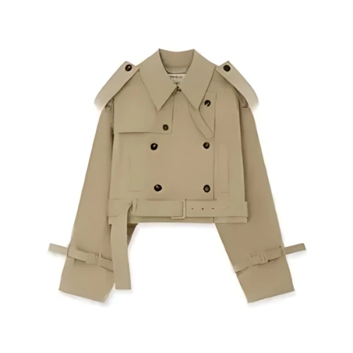 Kimhekim Belted Crop Double Trench Jacket