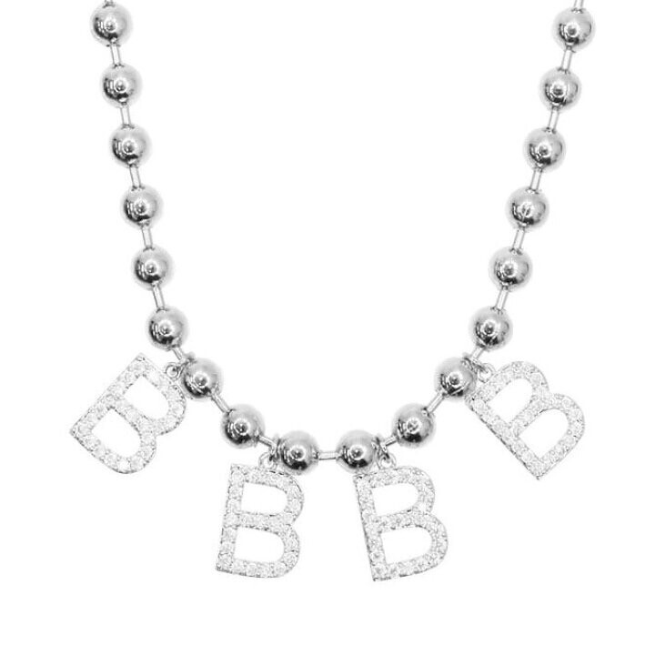 BLACKPURPLE 4p ball-chain BBBB necklace