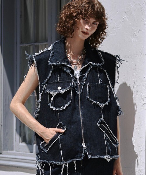 seyto Damage zip denim vest / ダメージジップデニムベスト