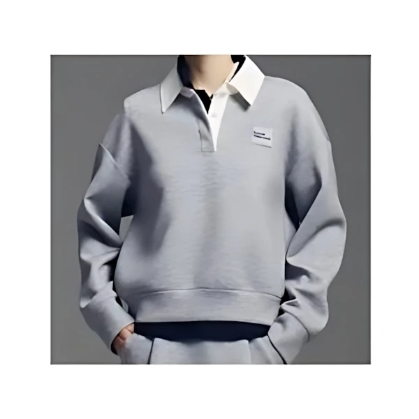 Mardi Mercredi NEOPRENE CROPPED SHIRT PIQUET_GREY