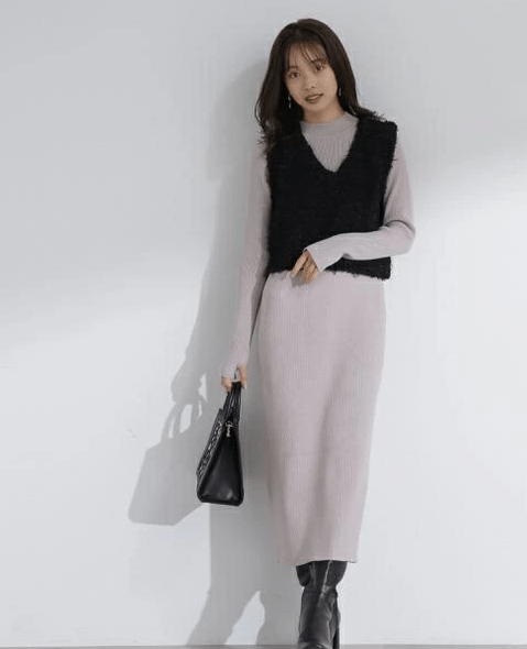 PROPORTION BODY DRESSING ベスト付ニットワンピース