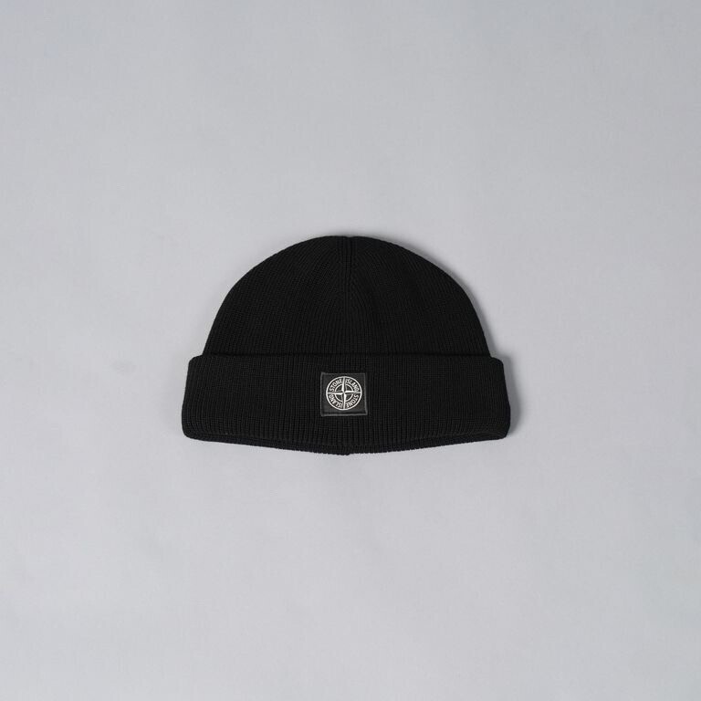 STONE ISLAND KNIT CAP / ニットキャップ [コットン素材] (ブラック)