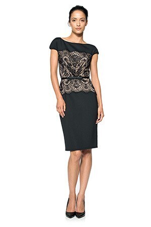 TADASHI SHOJI ネオプレンフレンチスリーブミディアムドレス