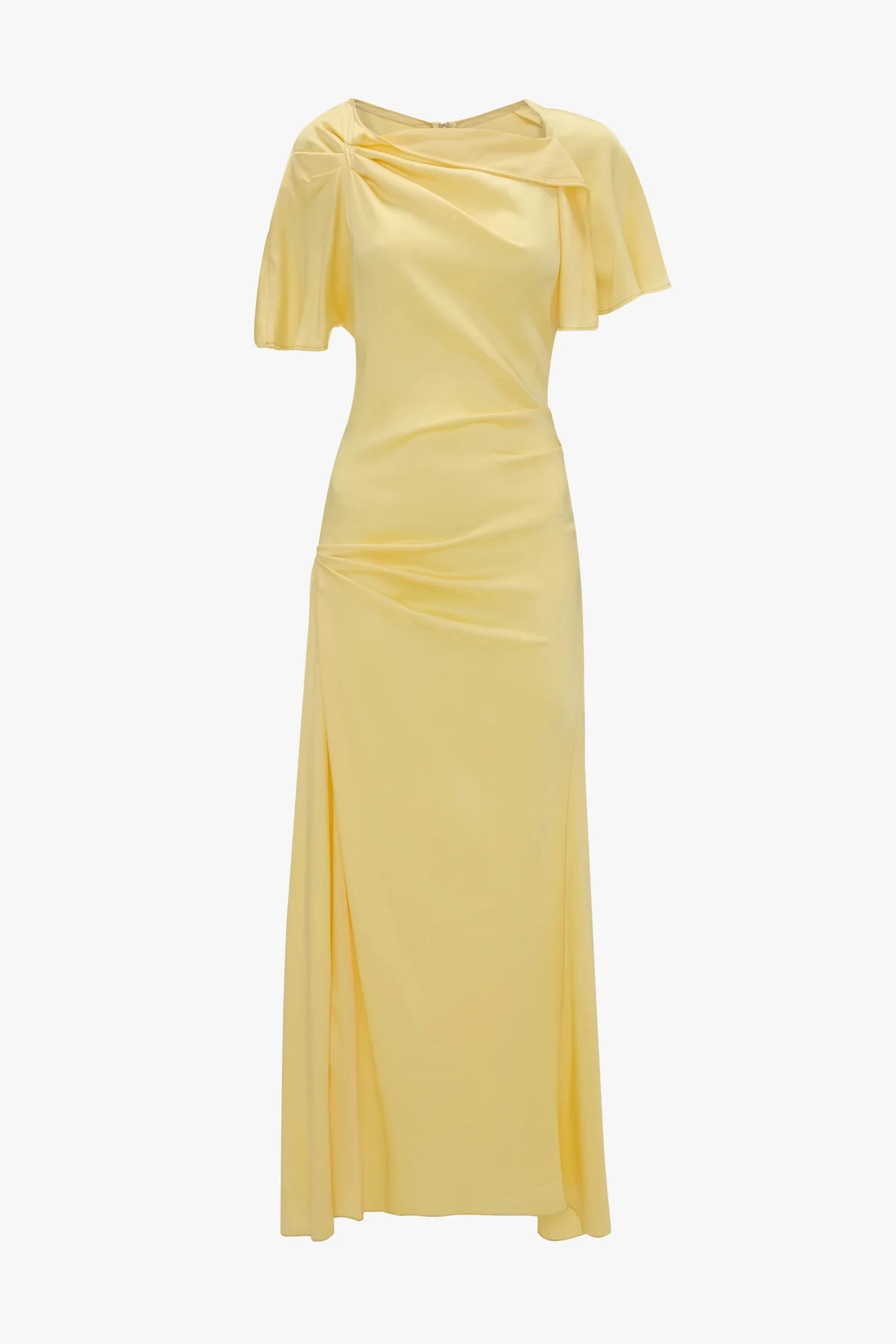 Victoria Beckham Draped Cap Sleeve Dress In Daffodil