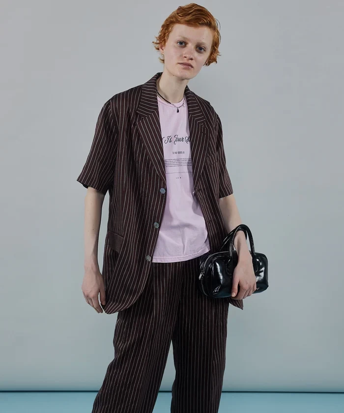 MAISON SPECIAL Silky Stripe Half Sleeve Jacket