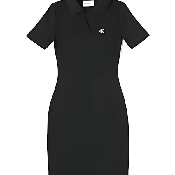 Calvin Klein ポロカラー リブニット ショートスリーブ ワンピース