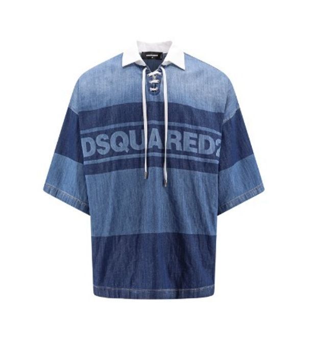 D SQUARED2 ロゴファスナー デニムポロシャツ