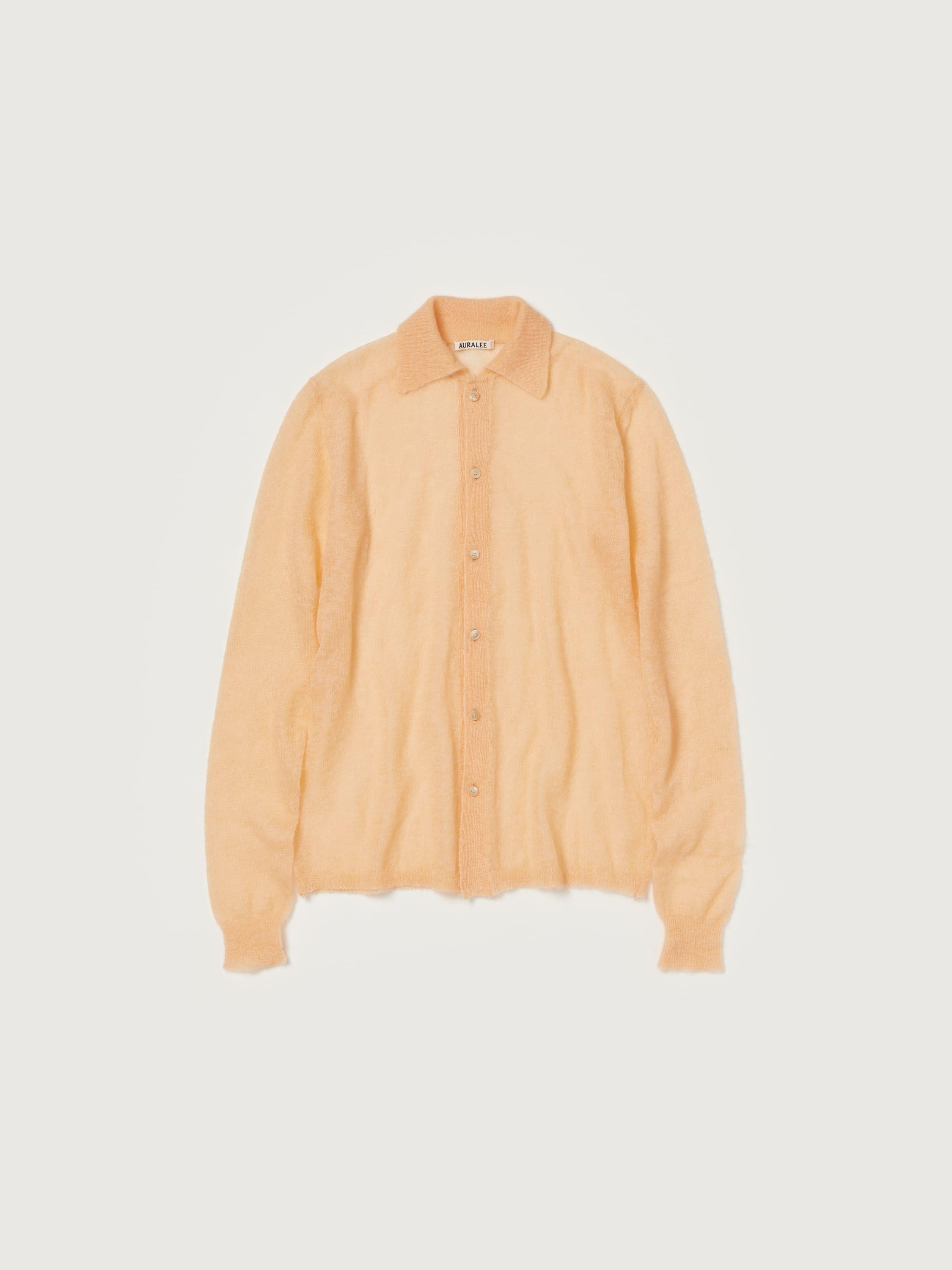 AURALEE KID MOHAIR SHEER KNIT SHIRT CARDIGAN