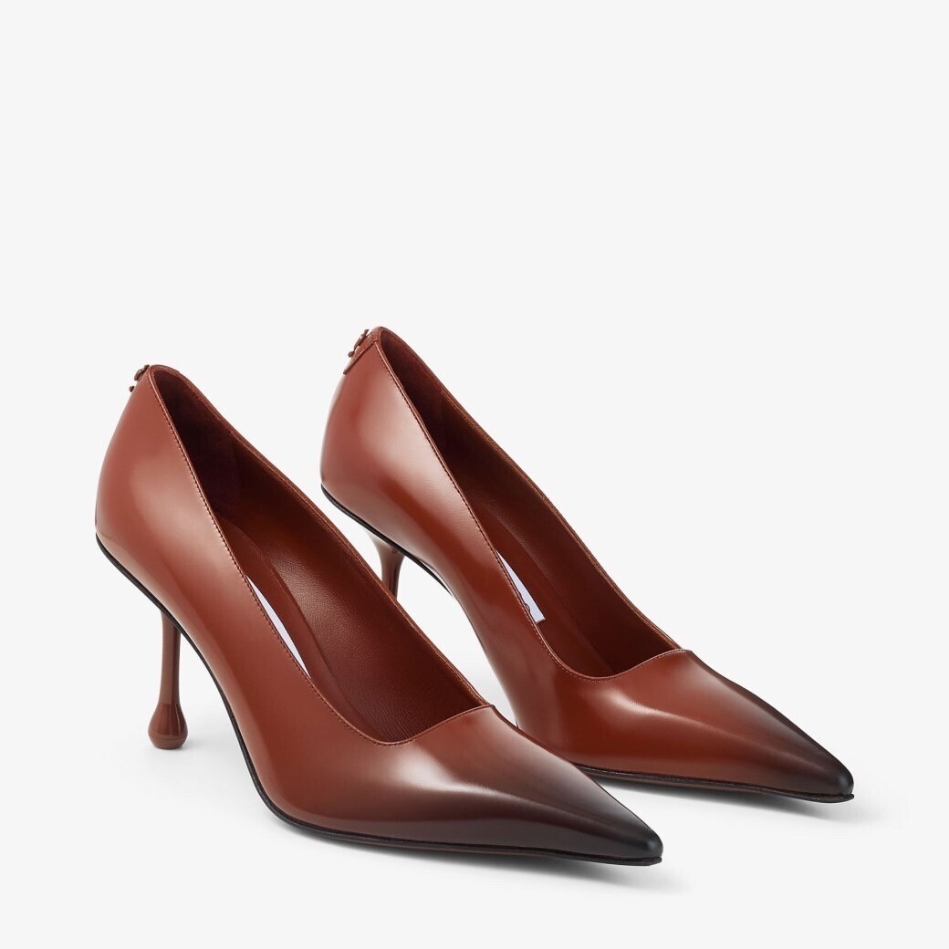 JIMMY CHOO コニャック スパッツォラートレザー・パンプス