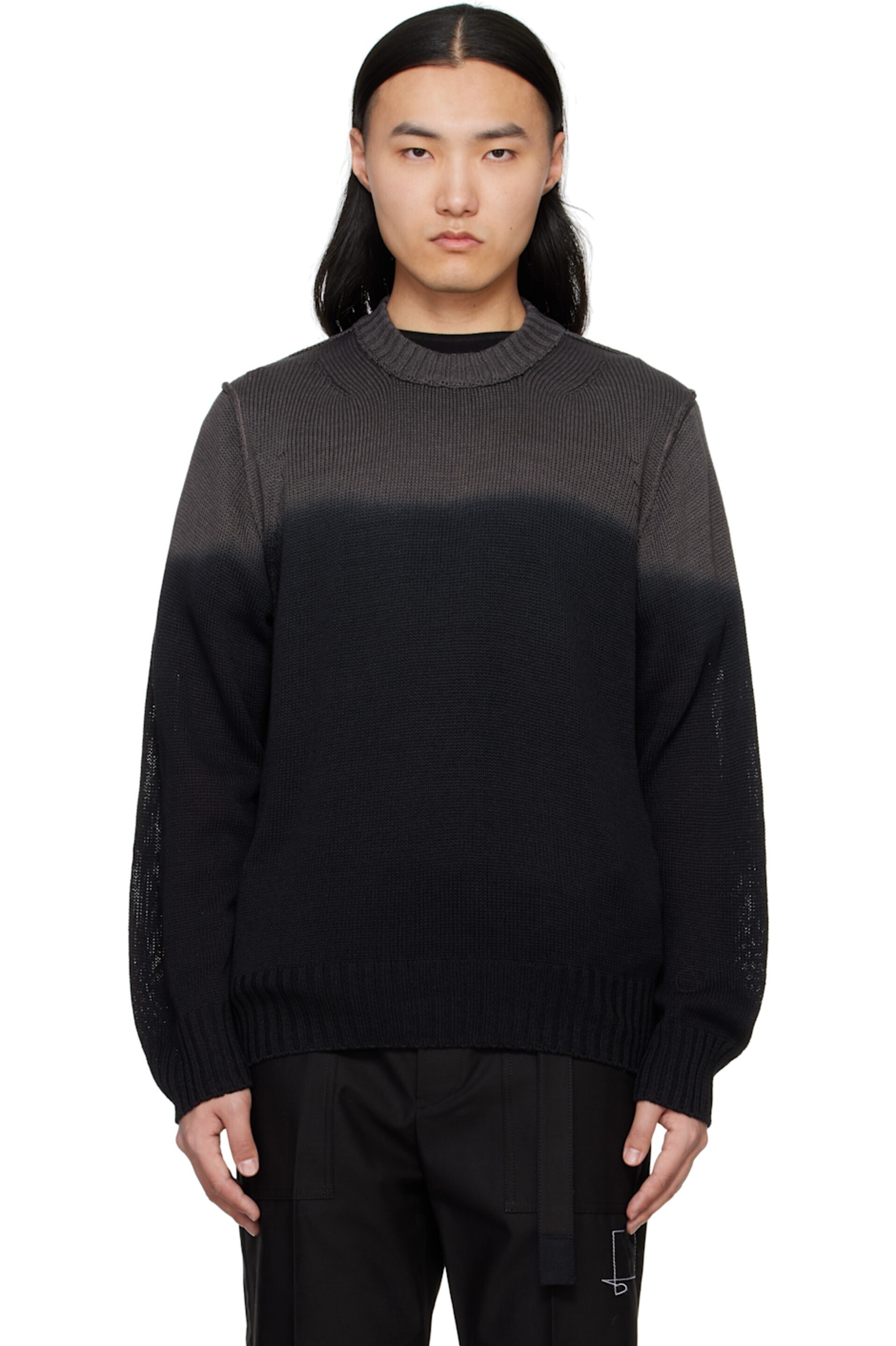 sacai ブラック＆グレー Garment Dye Knit セーター