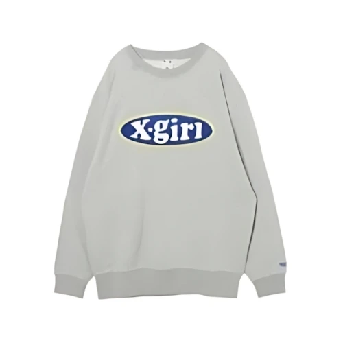 X-girl CHENILLE EMBROIDERY OVAL LOGO CREW SWEAT TOP