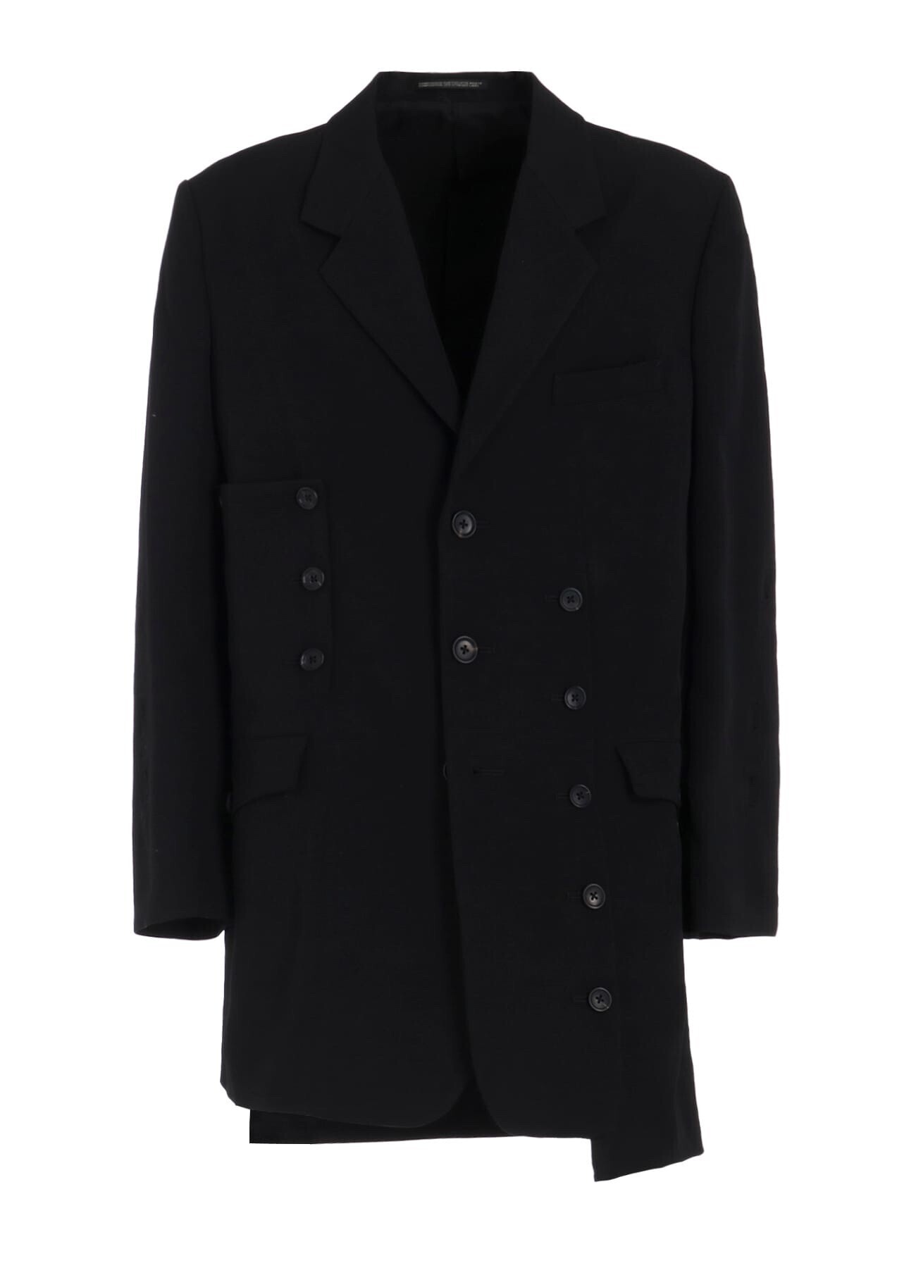 Yohji Yamamoto POUR HOMME WOOL GABARDINE SLEEVE BUTTON ASYMMETRY JACKET