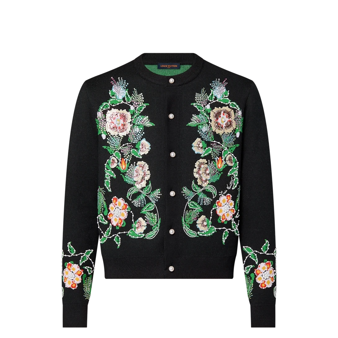 LOUIS VUITTON Embroidered Merino Wool Cardigan