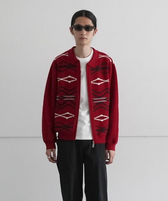 TTT MSW Nordic zip up cardigan "Red"