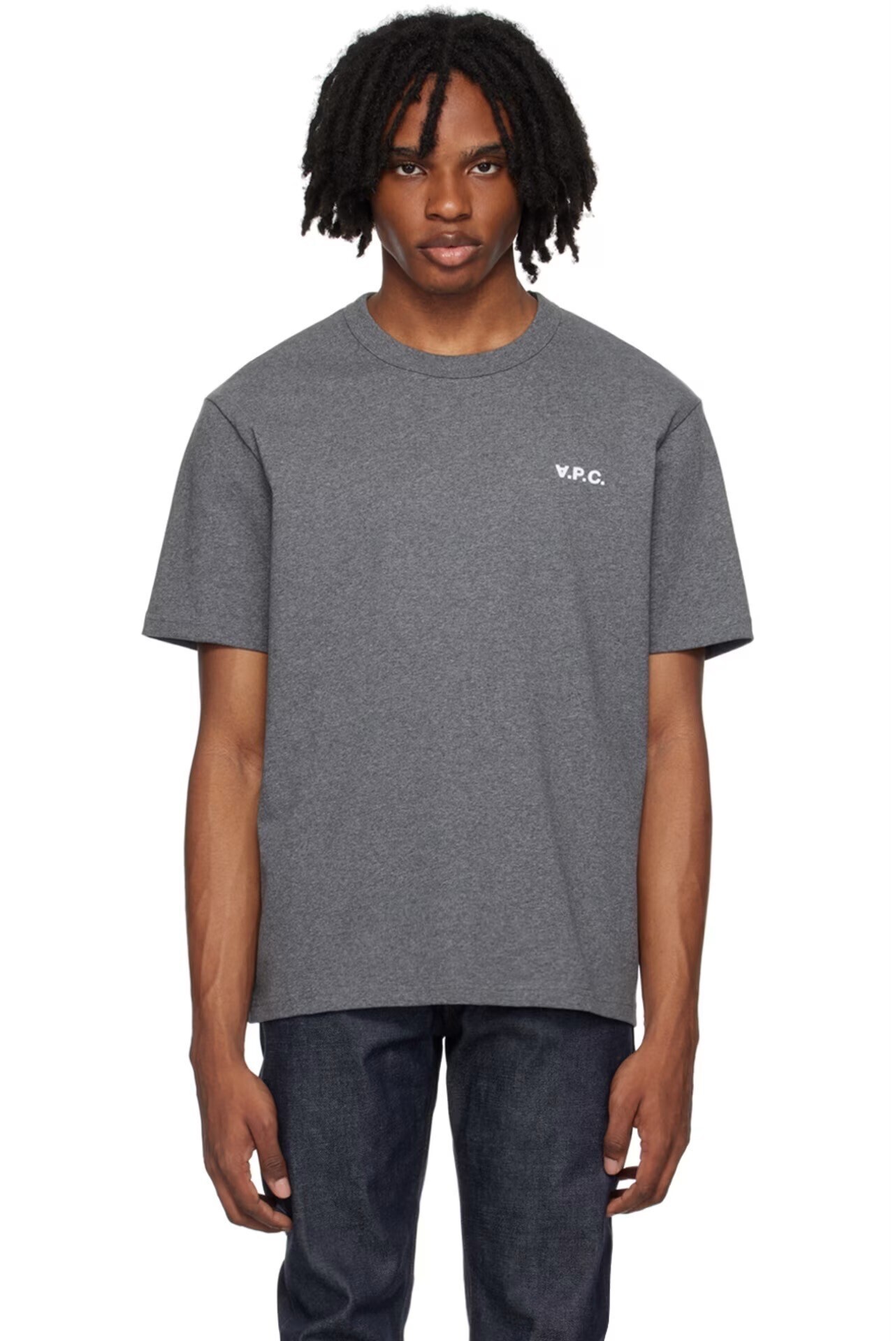 A.P.C. グレー フロックロゴ Tシャツ