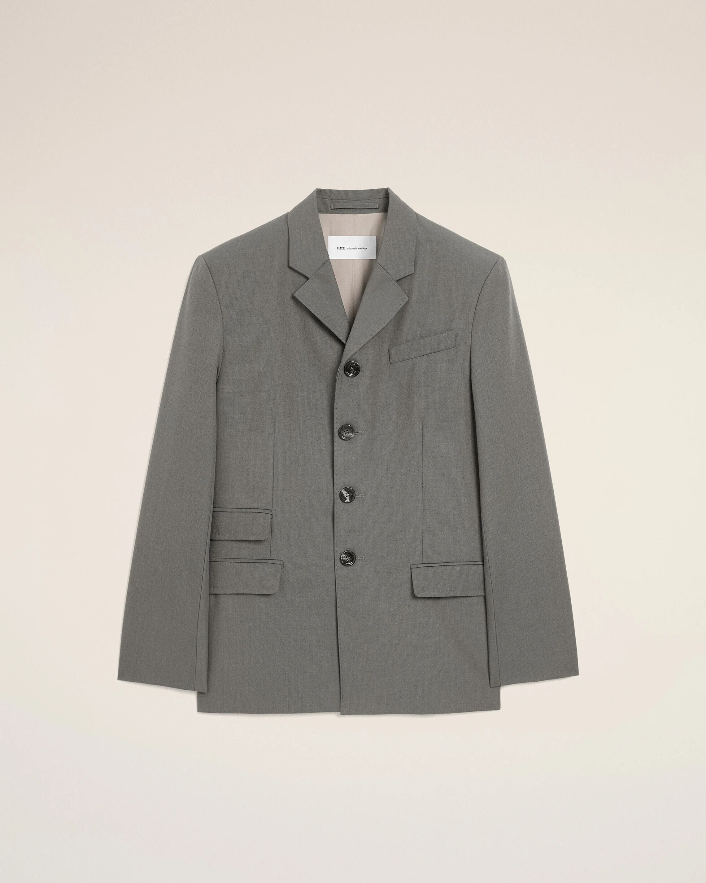 AMI Paris GREY NEW WOOL SINGLE BREASTED STRAIGHT JACKET