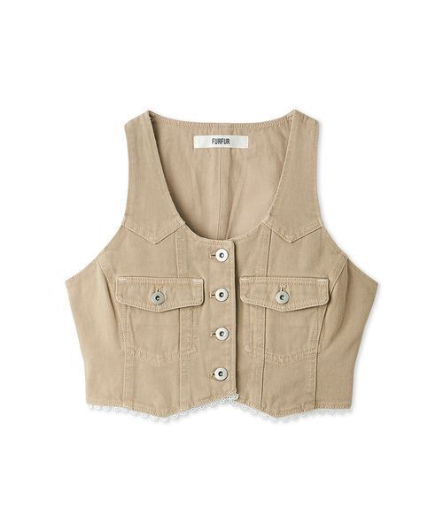 FURFUR レースドッキングデニムベスト