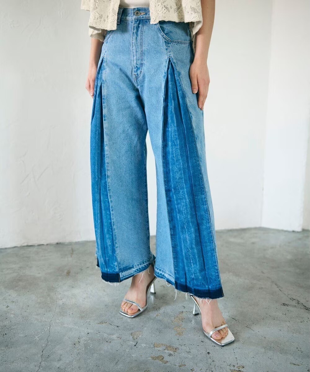 GRACE CONTINENTAL ボックスタックデニムパンツ