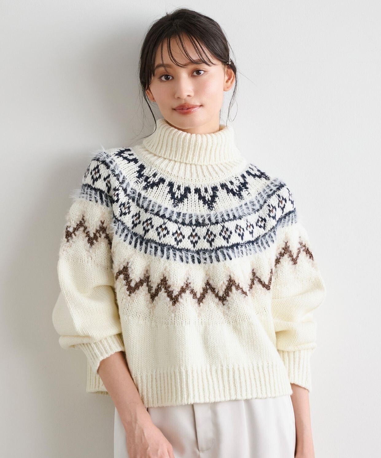 stola フェアアイル柄ニットプルオーバー