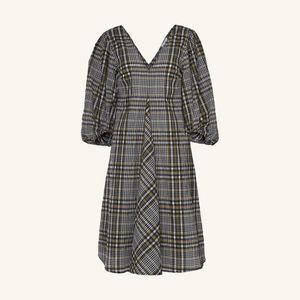 GANNI Seersucker Checked Dress in Kalamata