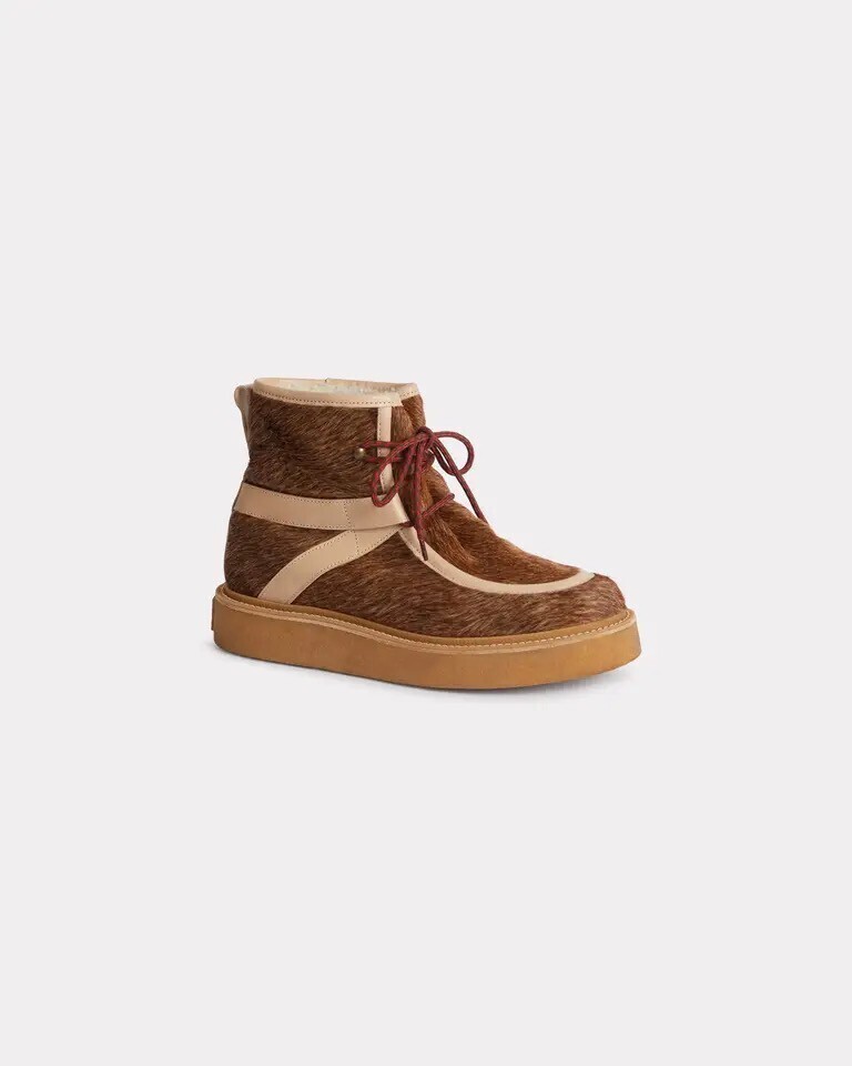 KENZO 'KENZO YUKI' ポニー レザー レースアップ ブーツ メンズ