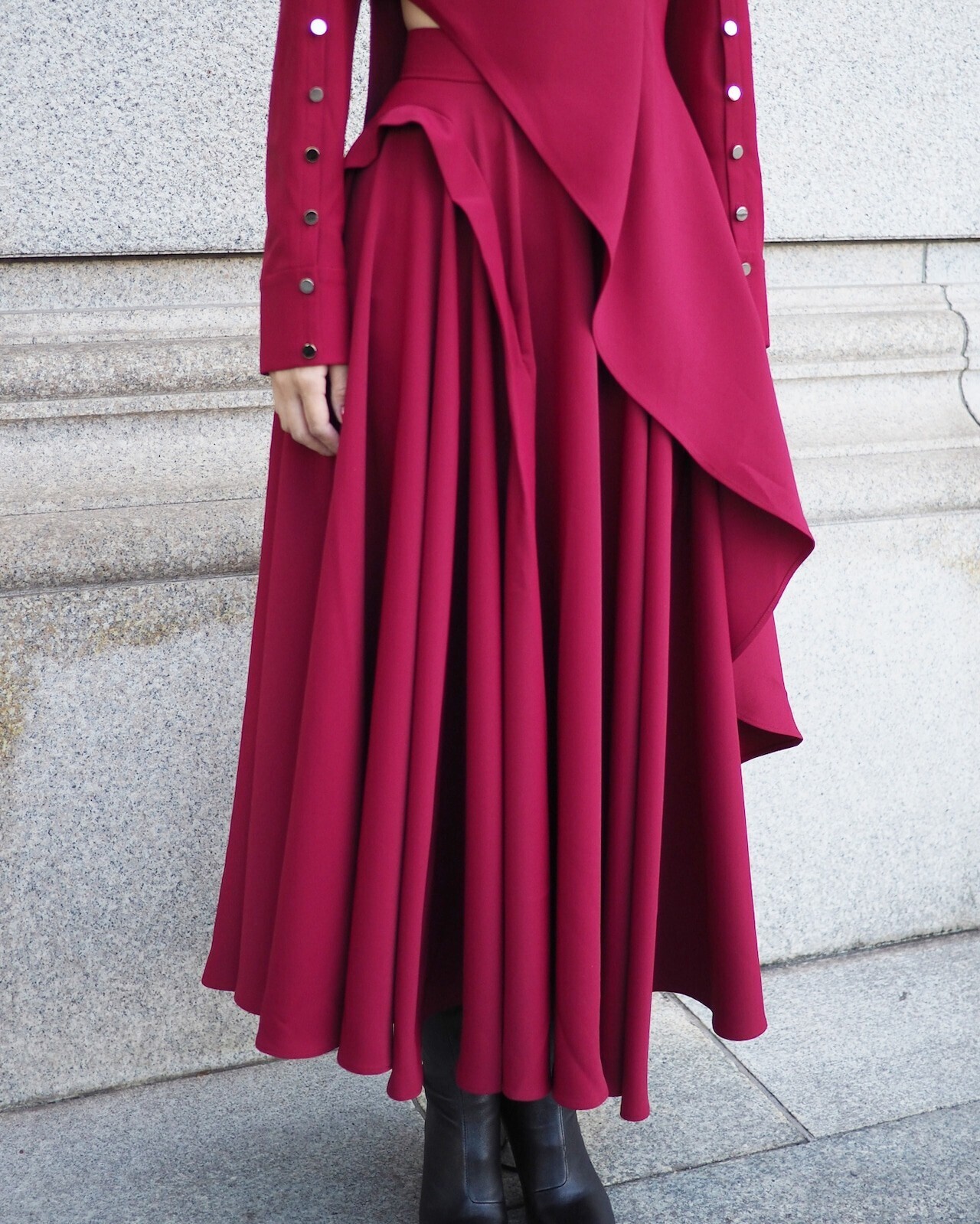 IMMEZ ASYMMETRY DRAPE SKIRT