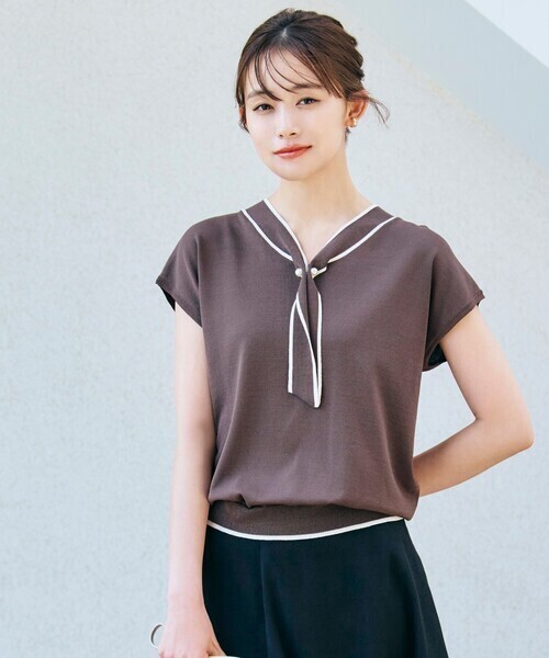 grove バイカラーボウタイニット