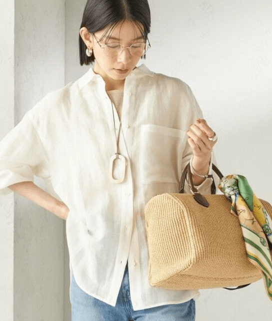 SHIPS for women IMPERIAL LINEN 混 オーバー サイズ シャツ