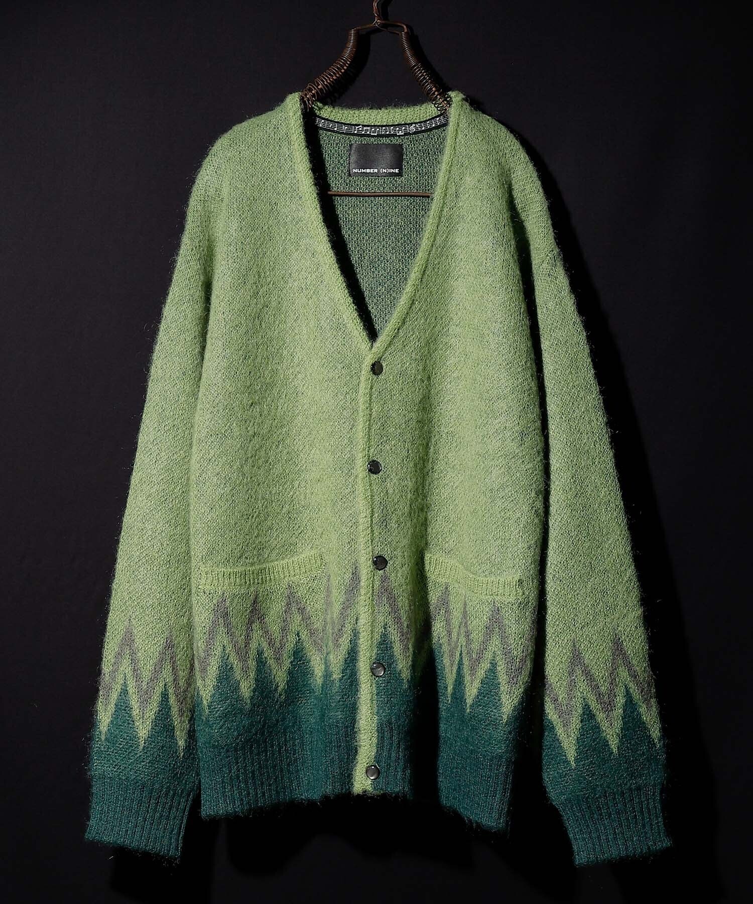 NUMBER (N)INE ZIGZAG JACQUARD MOHAIR KNIT CARDIGAN