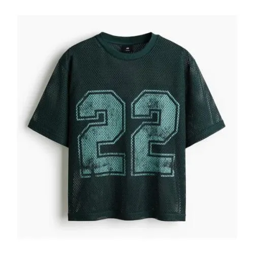 H&M オーバーサイズフィット プリントメッシュTシャツ