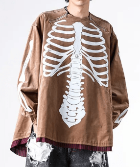 SEVESKIG Bone Velvet Pullover Shirt