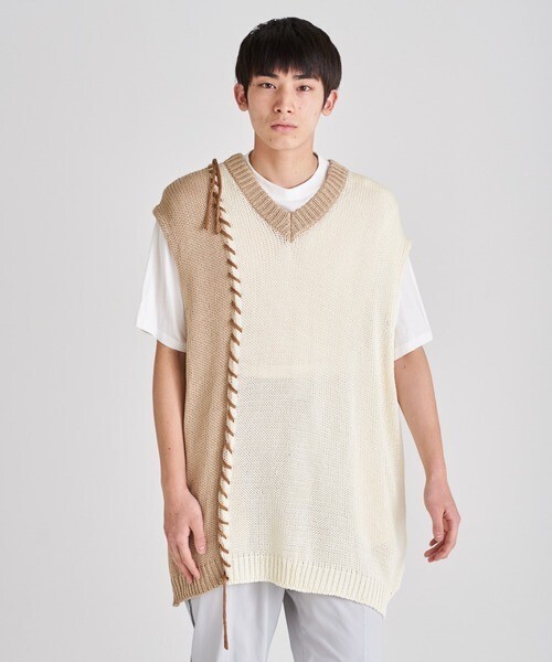 DISCOVERED BRANKET STITCH COTTON KNIT VEST