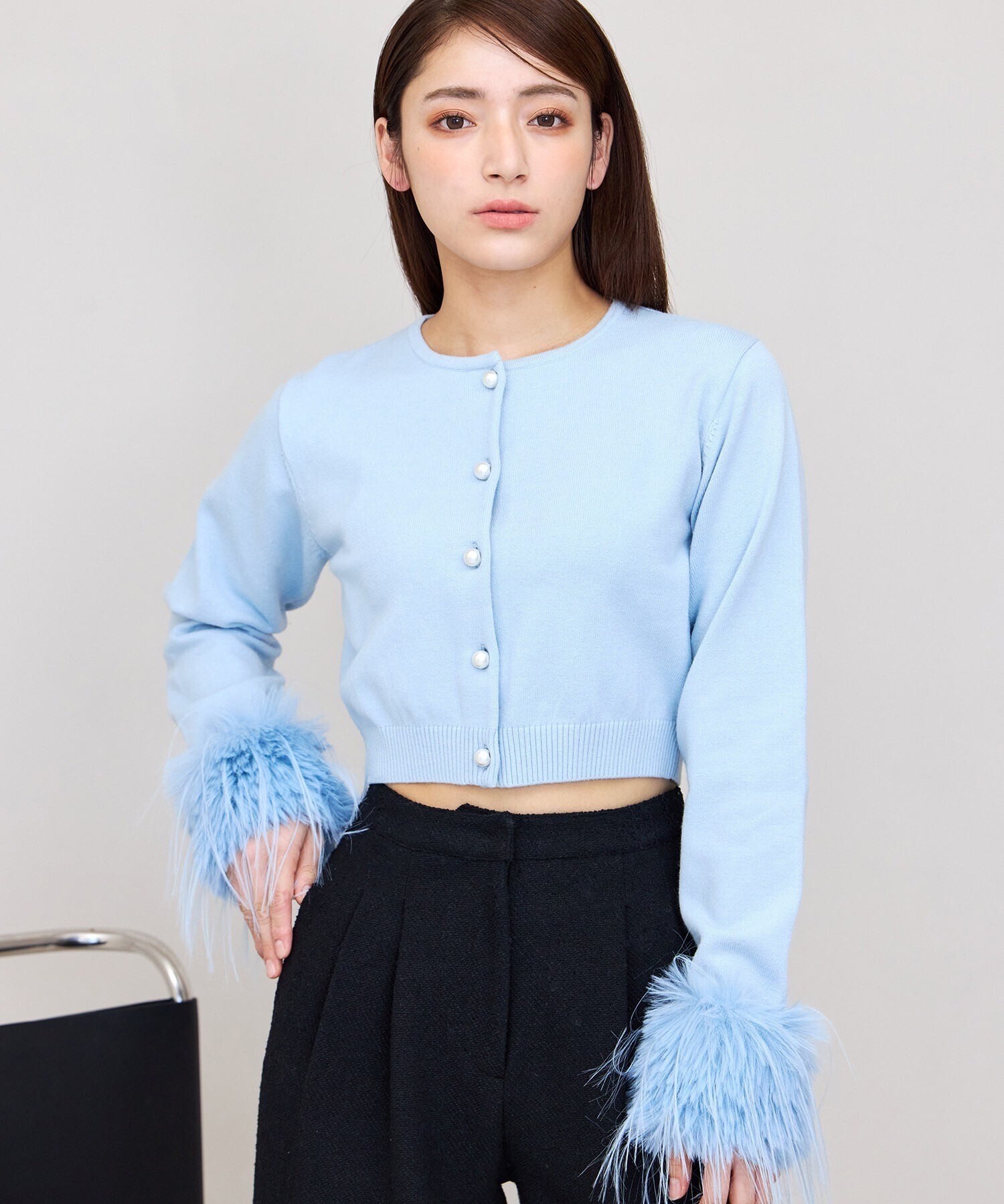 eimy istoire フェイクフェザーカフスカーデ