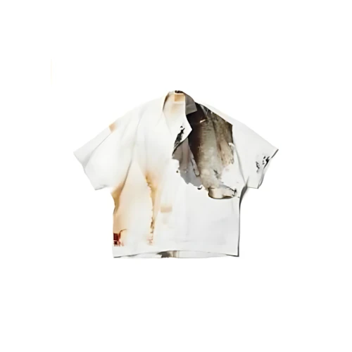 JULIUS 867SHM1-P Off White / Short Sleeve Graphic Shirt