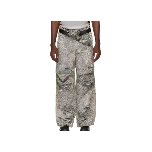 DIESEL Camo pants with destroyed finish