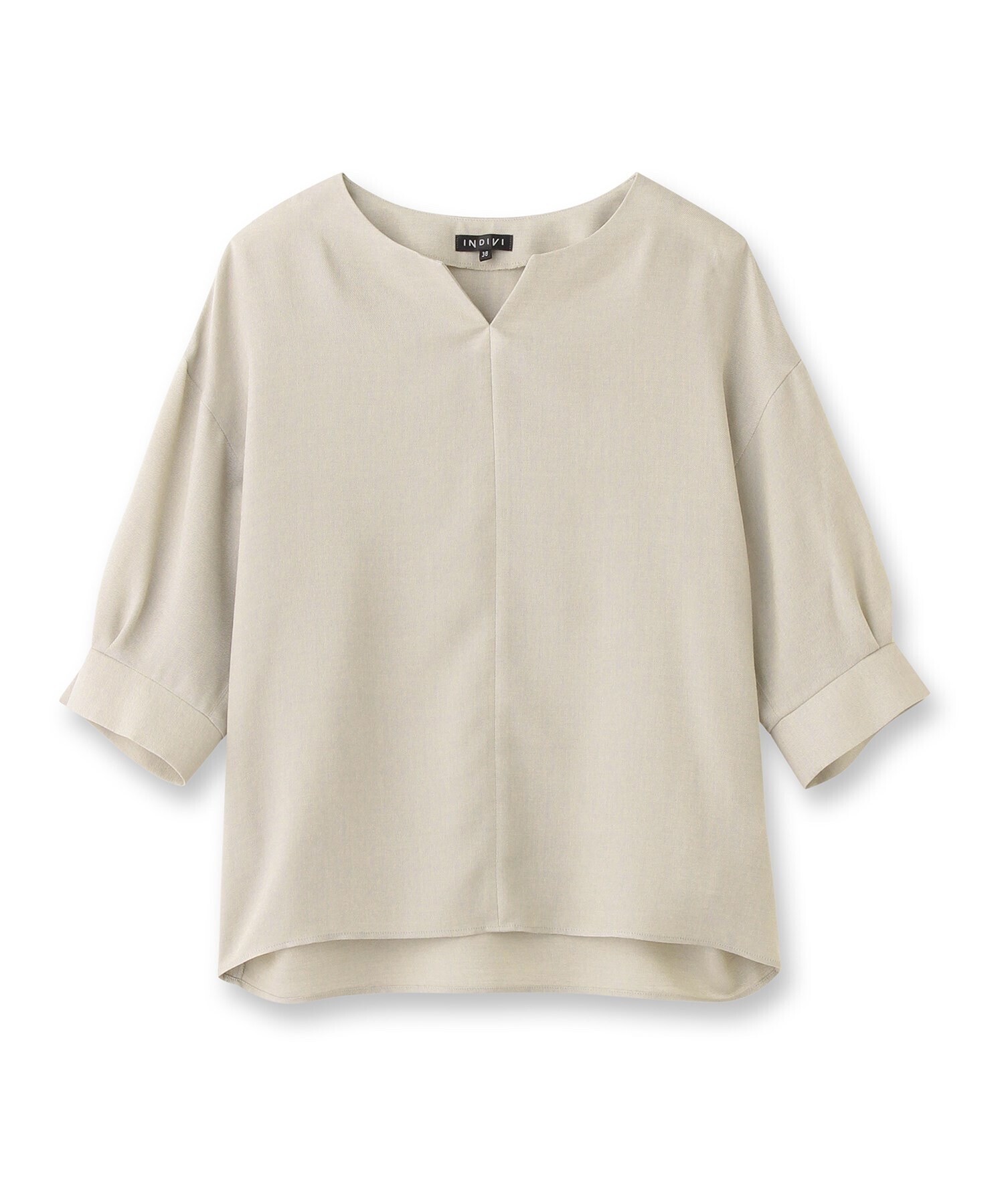INDIVI 袖タックスキッパーブラウス