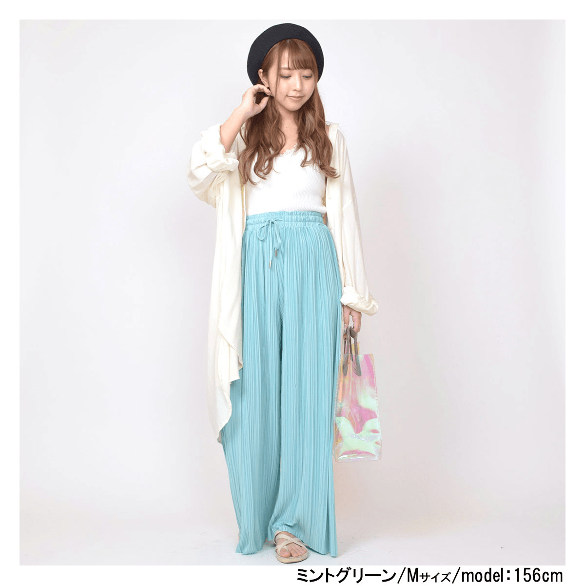 Fetch ワイドパンツ ワイド カラーパンツ セルフカット 裾カット パンツ ズボン 黒ボトムス ウエストゴム シンプル プリーツパンツ クロップドパンツ ガウチョパンツ  七分丈