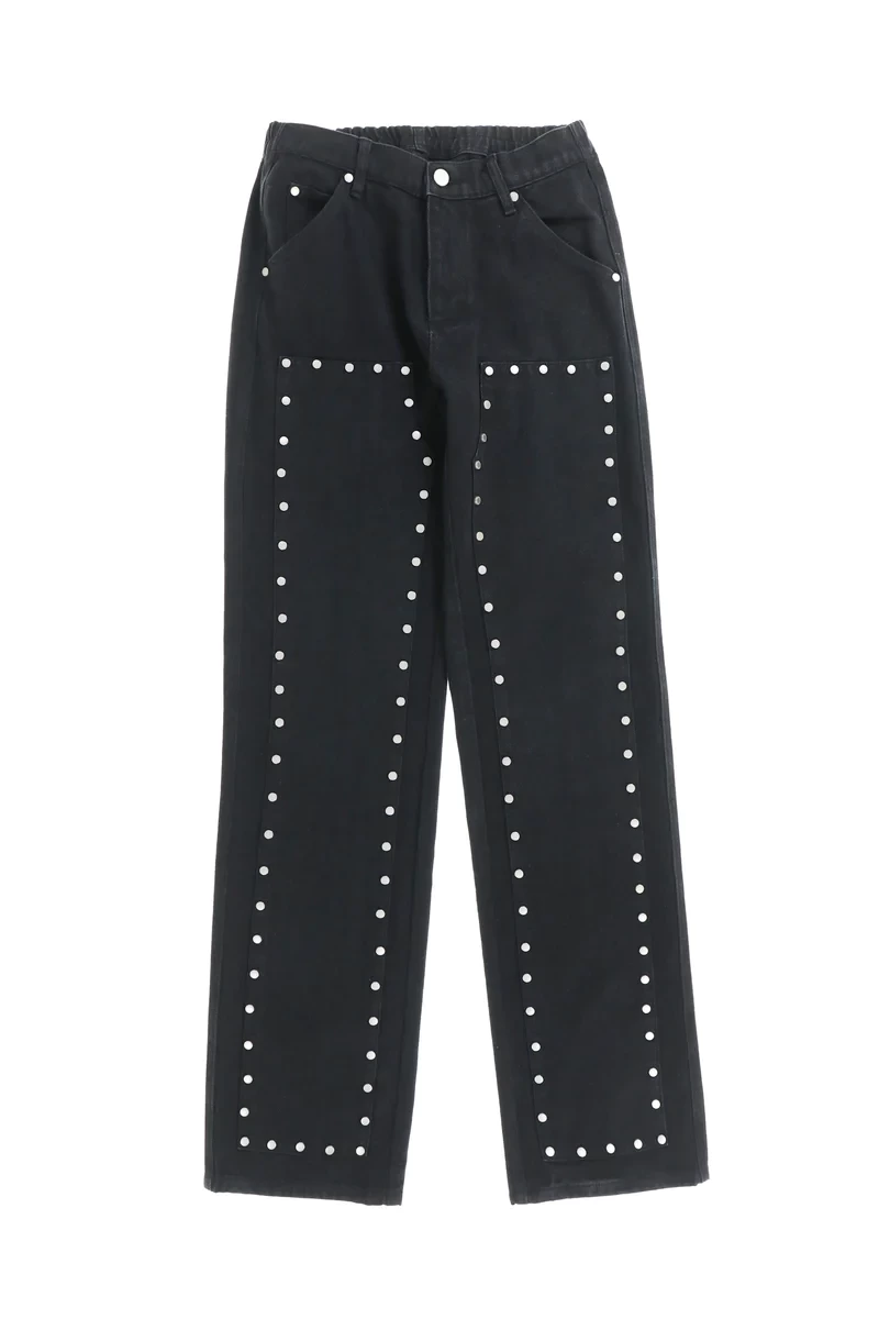 AFB DOUBLE KNEE STUDS DENIM PANTS